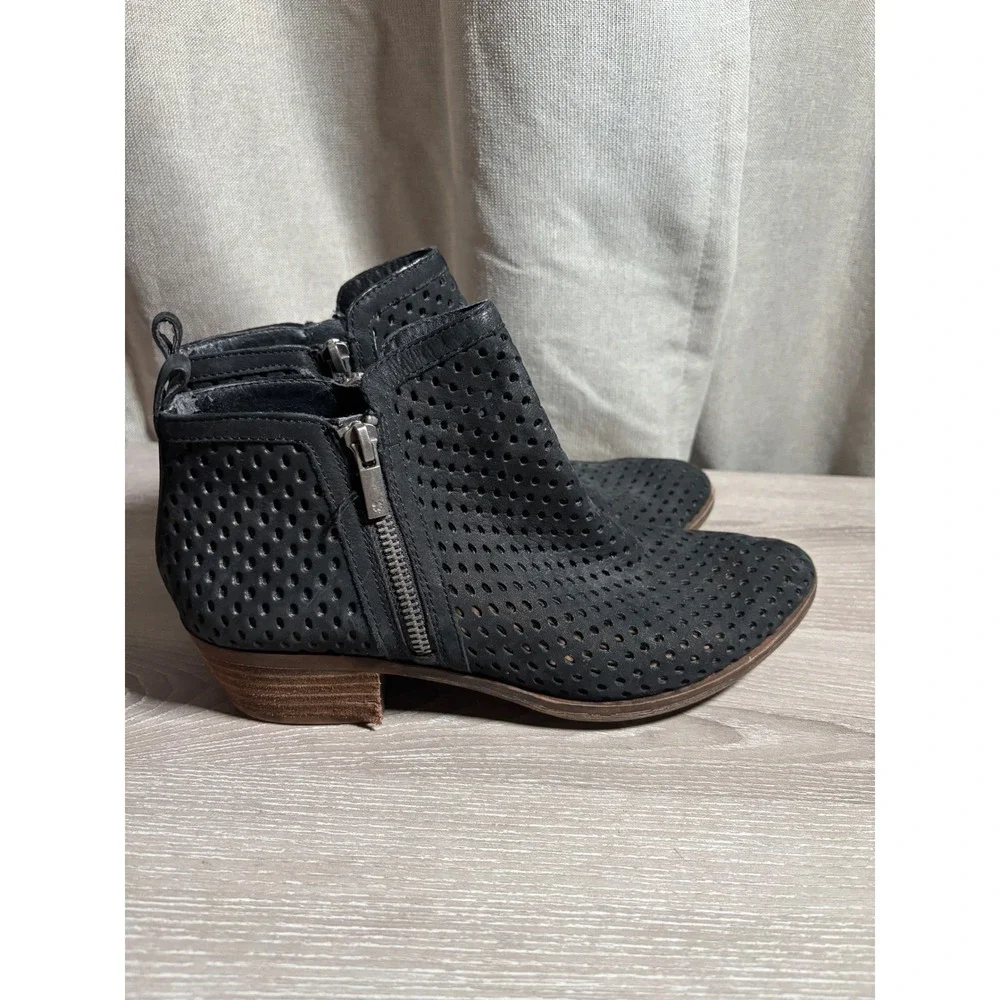 Lucky Brand 8 M Basel Perforated Leather Ankle Booties Zip Boots Rodeo Festival